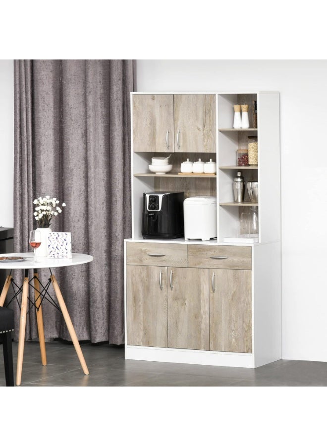 وحدة دولاب تخزين جانبية للمطبخ مع سطح منضدة ورفوف قابلة للتعديل وأدراج لغرفة المعيشة والطعام من هومكوم، معدن خشبي هندسي، أبيض - Image 2